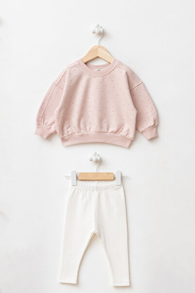 lilico Girl's Patterned Oversize Sweatshirt and Ribbed Leggings Two-Piece Set