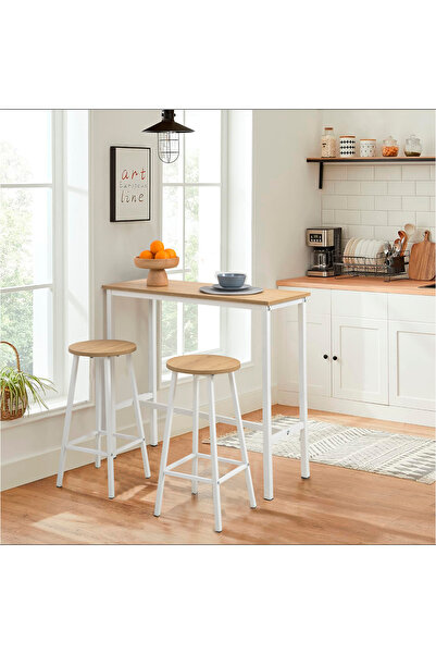 Uvi Collection MOLA MUTFAK MASA TAKIMI KARİNA BEYAZ ( 1 Masa + 2 Tabure )