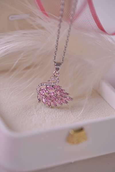 AŞIK ACCESSORIES Pink Elegant Swan Necklace