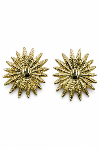 Jack Ferrero Yellow Color Leaf Patterned Flower Figured Women's Earrings