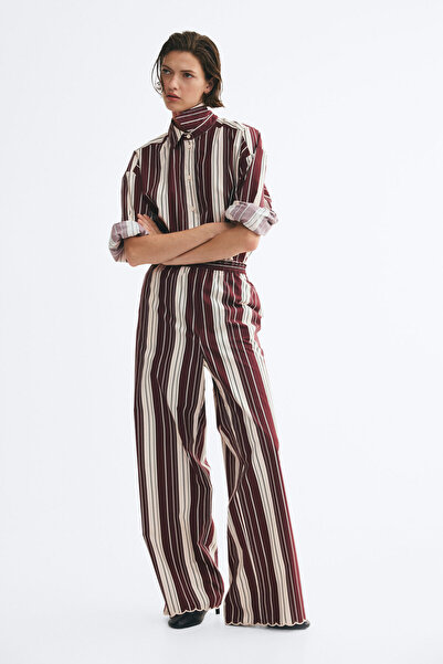 H&M Pamuklu ve Dalgalı Kenarlı Pantolon