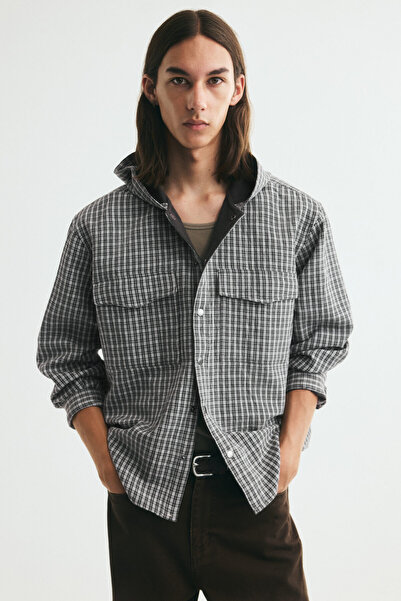 H&M Pamuklu ve Kapüşonlu Overshirt Gömlek