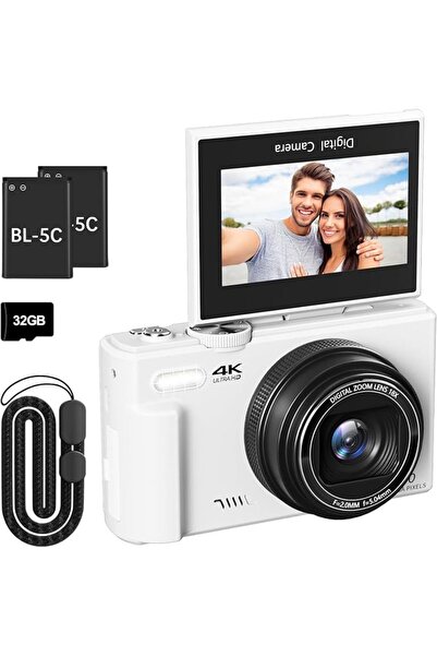 GENERAL كاميرا رقمية 4K للتصوير الفوتوغرافي واليوتيوب بدقة 64 ميجابكسل مع شاش...