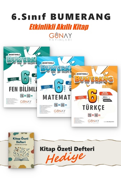 Günay Yayınları 6.Sınıf Bumerang Etkinlikli Türkçe - Matematik - Fen 3'lü Akı...