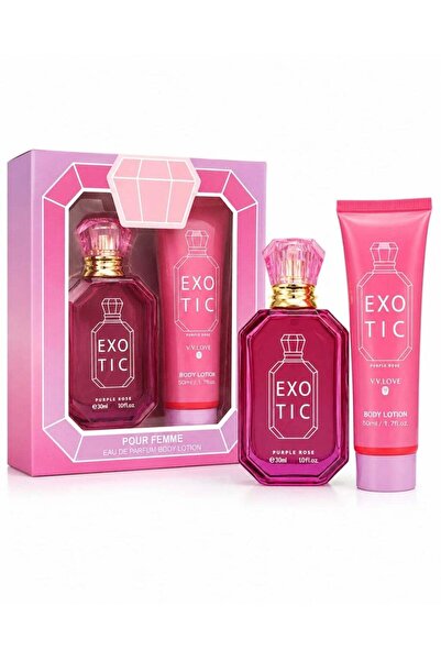 V.V LOVE مجموعة هدايا عطر الورد الأرجواني الفاخر من فيفي لوف للنساء - (عطر أو...