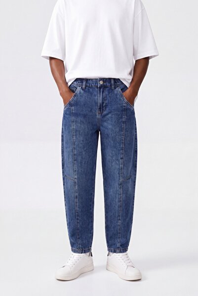 LEFTIES Dikiş detaylı barrel jean