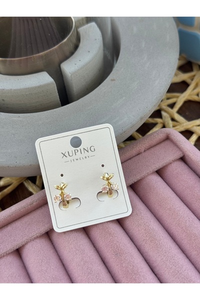 xUPING TAŞLI 14 K GOLD ÇOCUK KİRAZ KÜPE