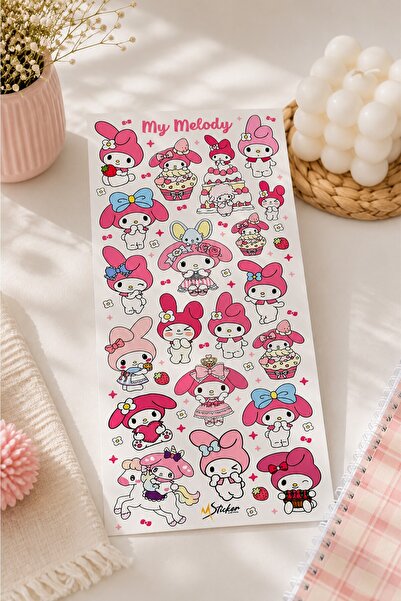 MSticker 132 Adet Sanrio Temalı Sticker Seti - Kalem Suluk Defter Cam Masa Laptop Tablet Sticker Suya Dayanık