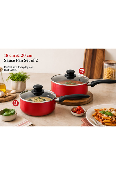 HOME AURAA Basix 2 pcs Saucepan set W/Lid 18 Cm + 20 Cm