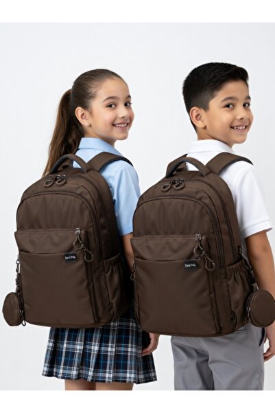 KY Dp Casual a Quality Brown 6 External Zipper Compartments Water Repellent S...