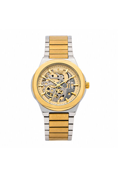 Clasico Maestro Automatic Skeleton Men's Watch – 42mm Gold Skeleton Open-Hear...