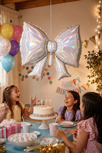 DODOMAR Holographic Bow Foil Balloon 92X58 cm Large Size Party Birthday and C...