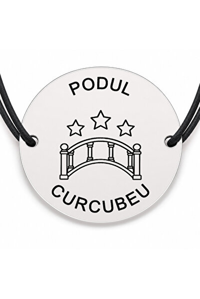 Simoshop Brățară argint 925 cu bănuț gravat podul curcubeu, șnur negru reglabil