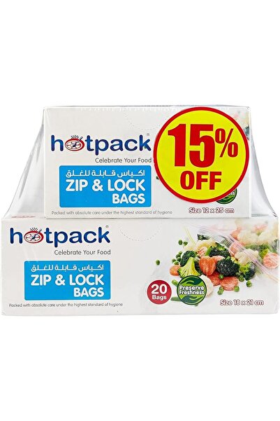 Hotpack Hot Pack Resealable Bags, 18X21Cm+12X25Cm, Bulk Pack 15% Discount