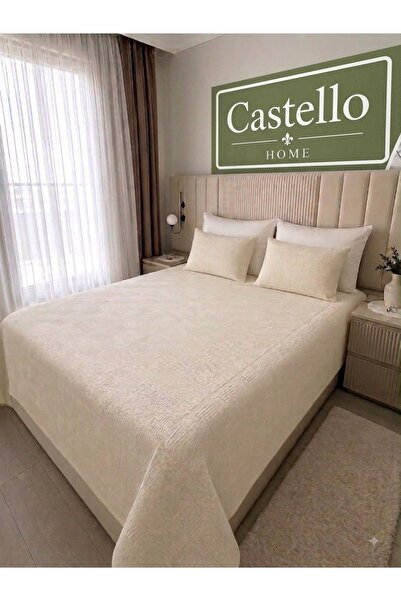 CASTELLO HOME Pike Çift Kişilik Desenli Yatak Örtüsü Otel Tipi Lüx Pike