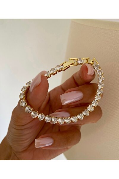 Bade Jewelry Fd Vip Gold Heart Row Stone Anti-Tarnish Steel Waterway Bracelet...
