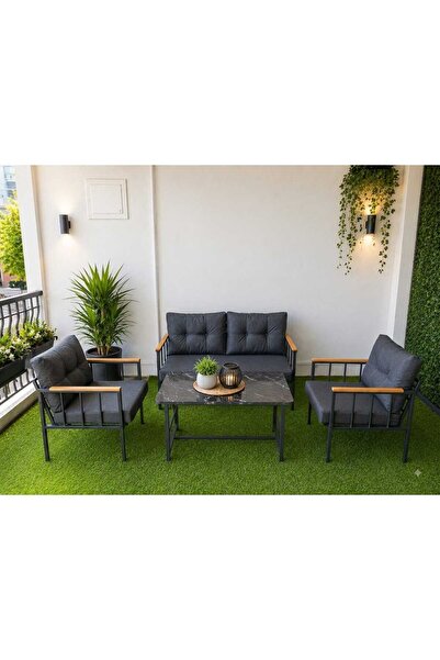 beyza nur tekstil Bahçe Balkon Takımı 2+1+1 Sehpalı