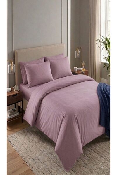 TREVO Plain Color Ranforce Cotton Double Bedding Set