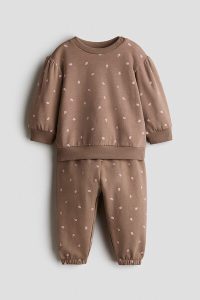 H&M 2 Parçalı Baskılı ve İçi Tüylü Sweatshirt Set