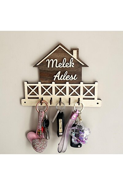 ISLA HOME Özelleştirilebilir Ahşap Anahtar Askılığı 5 Kancalı 22x18 cm