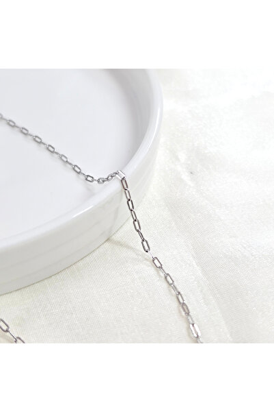 Güler Yüzlü Silver Xuping 2 mm Mini Paperclip Chain Necklace 45 cm White