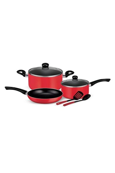 Generic 7Pc Nonstick Cookware Set-Red