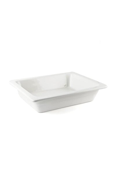 Generic Porcelain 1/2 Half Rectangular Chafing Dish Insert, 6.5 Cm Size, Ivory
