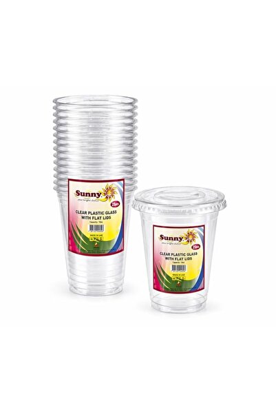 Generic Sunny Transparent Drink Cups with Straw-Slot Flat Lids, 10oz (300ml),...