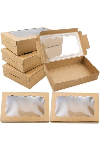 Generic 30 Pack Brown Kraft Cookie Box, Bakery Boxes with Clear Window, Premi...