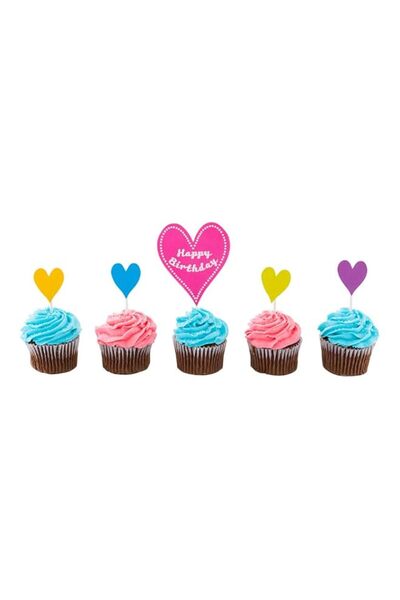 Generic Restaurantware-Top Cake 6.3 x 3 Inch Happy Birthday Cupcake Topper, 1...