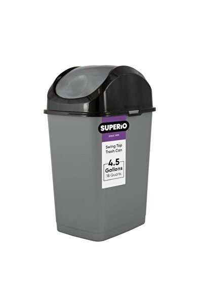 Generic Superio Compact Slim Trash Can 4.5 Gallon With Swing Top Cover (Gray ...