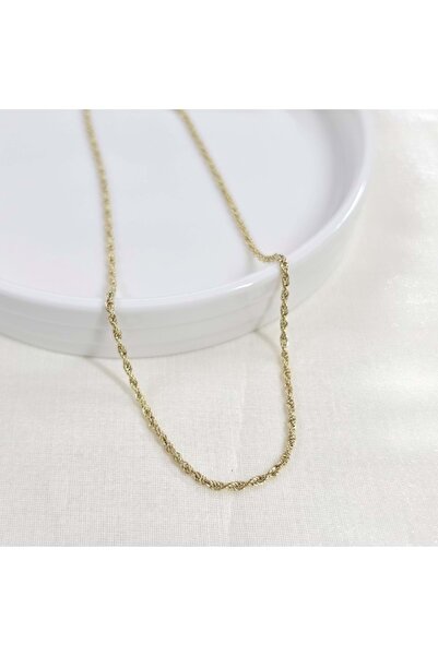 Güler Yüzlü Silver Xuping 2 mm Spiral Chain Necklace 45 cm Gold