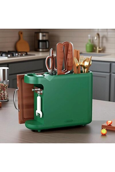 Generic Emerald Green Kitchen Organizer - Knife Block with Built-in Sharpener...