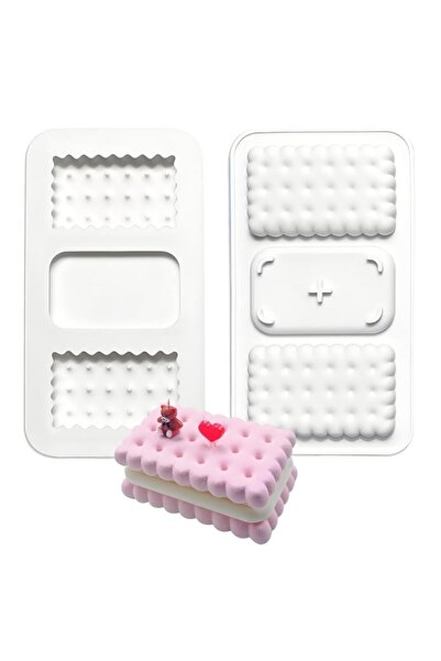 Generic 3D Sandwich Cookie Silicone Mold Set of 2, Food Grade Non-Stick Flexi...