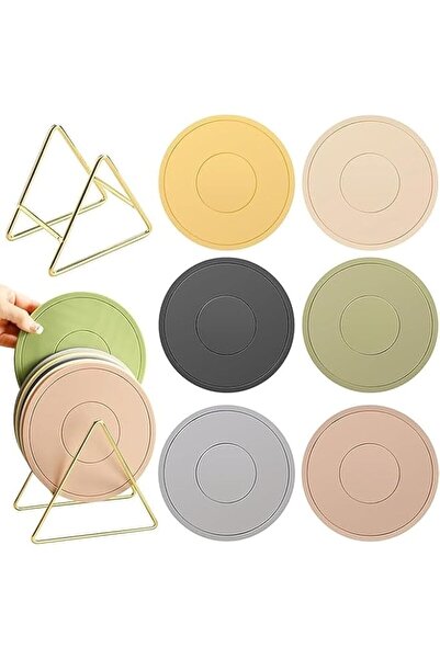 Generic Tazweeq Thickened Silicone Pads Set, 6 Pcs Pot Holders & 1 Pcs Golden...