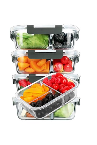Generic M MCIRCO [5-Pack, 36 oz] Glass Meal Prep Containers 3 Compartment wit...