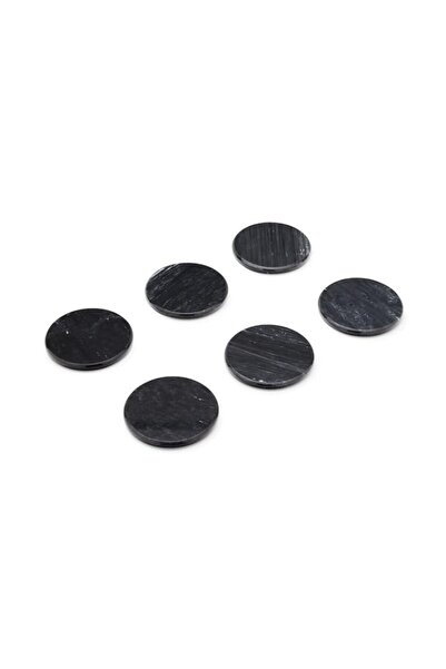 Generic Fox Run Natural Black Polished Marble Stone Coasters, Set of 6