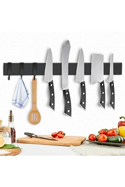 Generic THE WHITE SHOP Magnetic knife holder for wall—with 2 hooks, No Drilli...