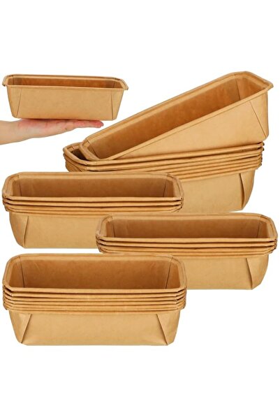 Generic 100 Pcs Disposable Paper Loaf Pans - Rectangle Kraft Bread Baking Pan...