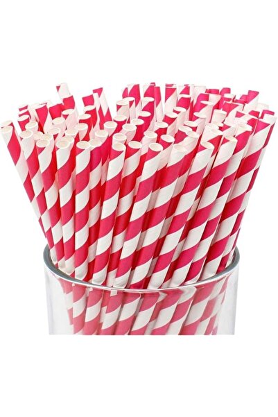 Generic Biodegradable Paper Straws (Pack of 100) Pink - Disposable Drinking S...