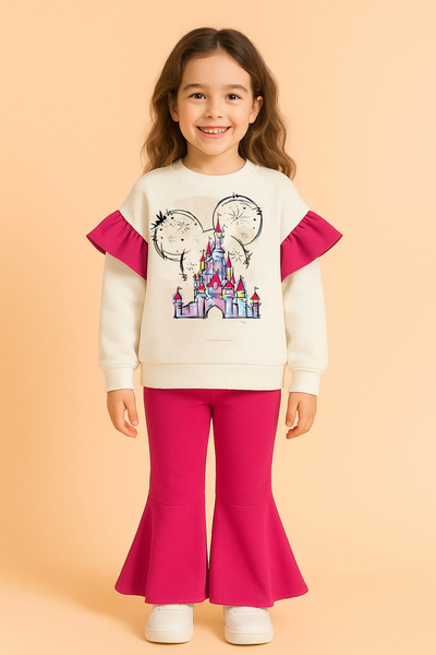 bebekpare Girl's Top and Bottom Set Fuchsia Spanish Castle Seasonal