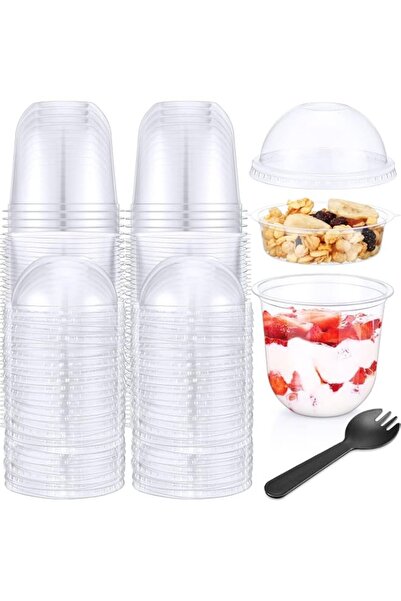Generic Clear Plastic Parfait Cups for Desserts and Fruit Yogurt with Dome Li...