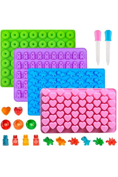 Generic Warm TIME Silicone Gummy Bear Candy Molds, 4 Pack with 201 Cavities, ...