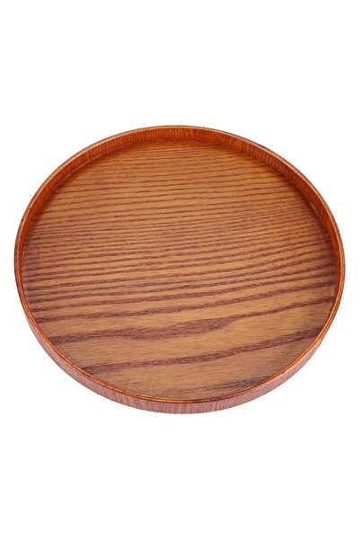 Generic Zerodis Round Natural Wood Serving Tray Wooden Plate Platter Tea Food...