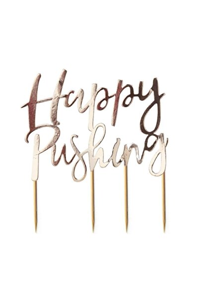 Generic Gingerray Oh Baby Gold Foiled Happy PUShing Cake Topper