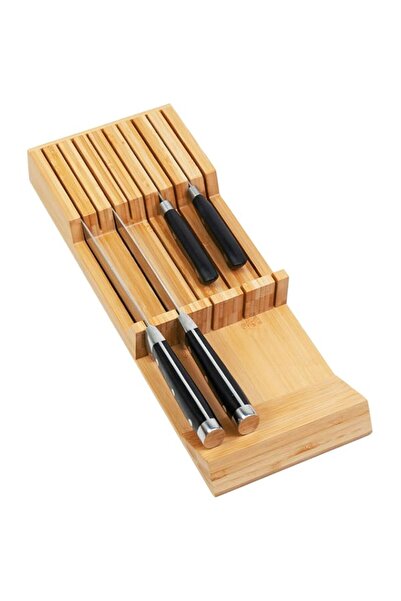 Generic Utoplike Knife Drawer Organizer Bamboo Knives Block for Kitchen, Larg...
