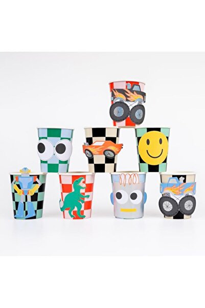 Generic Meri Meri toybox icon cups – Pack of 8 colorful paper party cups with...