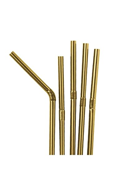 Generic Golden Plastic Straw 100 Piece Set 6x260mm Stylish and Durable Straws...