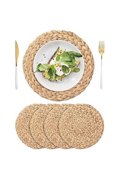 Generic Joyzzz Rattan Tablemats, Set of 4 Round 30cm Water Hyacinth Woven Pla...