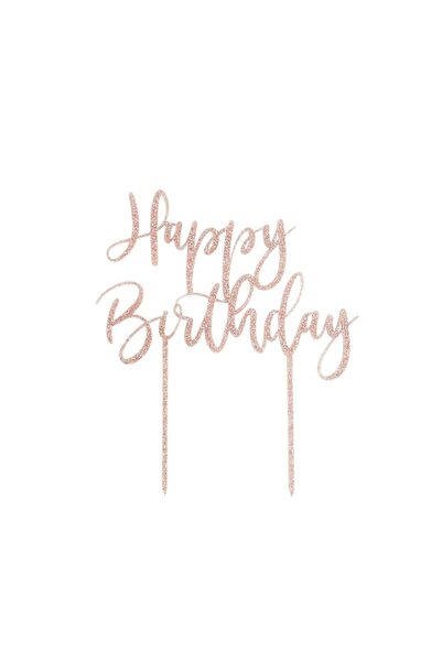Generic CLUB GREEN Happy Birthday Glitter Acrylic Cake Topper, Rose Gold, 12....
